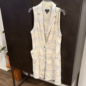 Anthropologie Cream and Black Plaid Vest